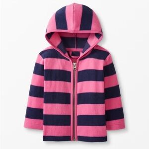 Hanna Microfleece Hoodie Pink and Navy Striped Size 2T